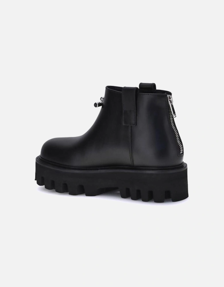Platform Ankle Boots with High Sole and Back Zipper Women - Black
