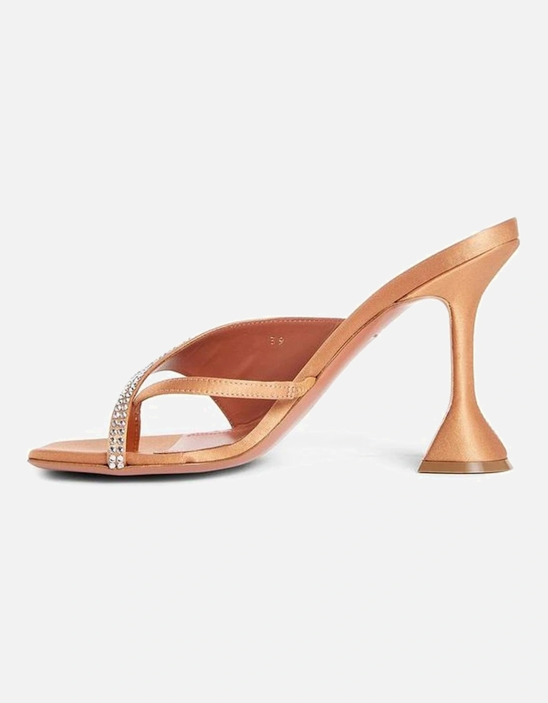 Crystal-Embellished Silk Thong Strap Heels Women - Orange Shoes