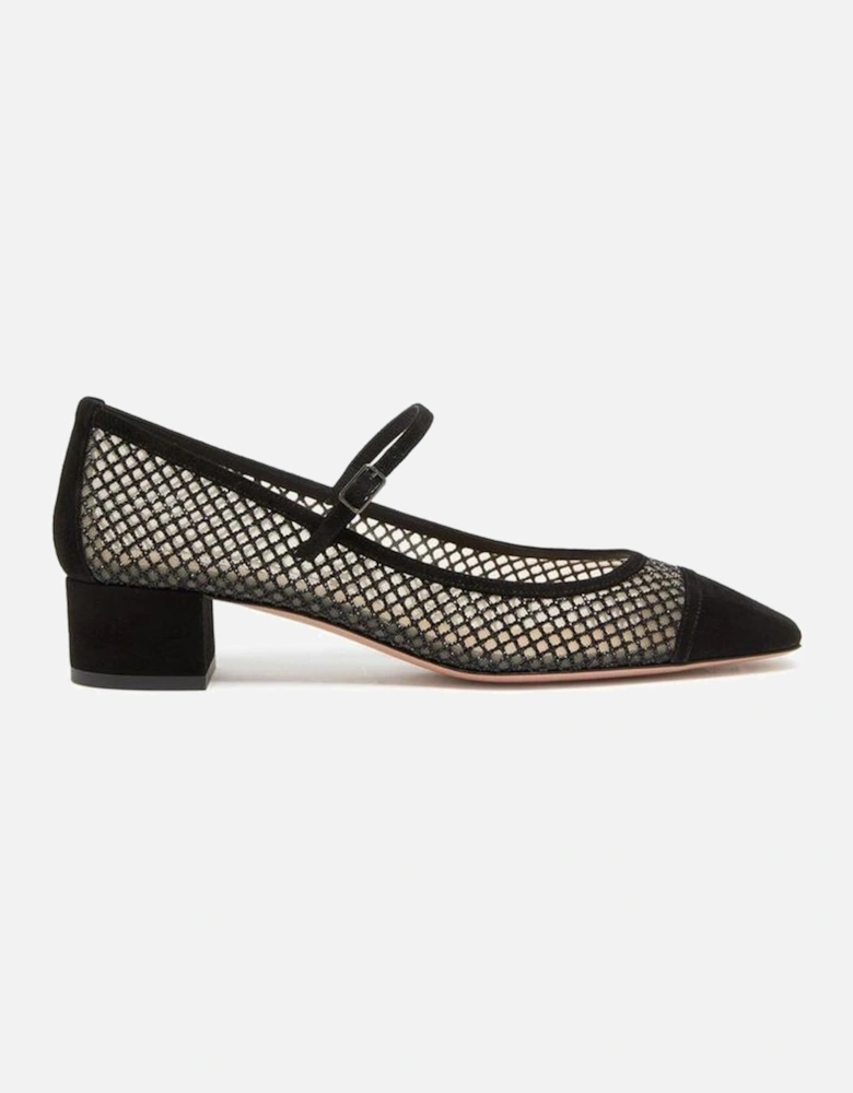 Calf Leather Square Toe Buckled Strap Shoes Women - Black