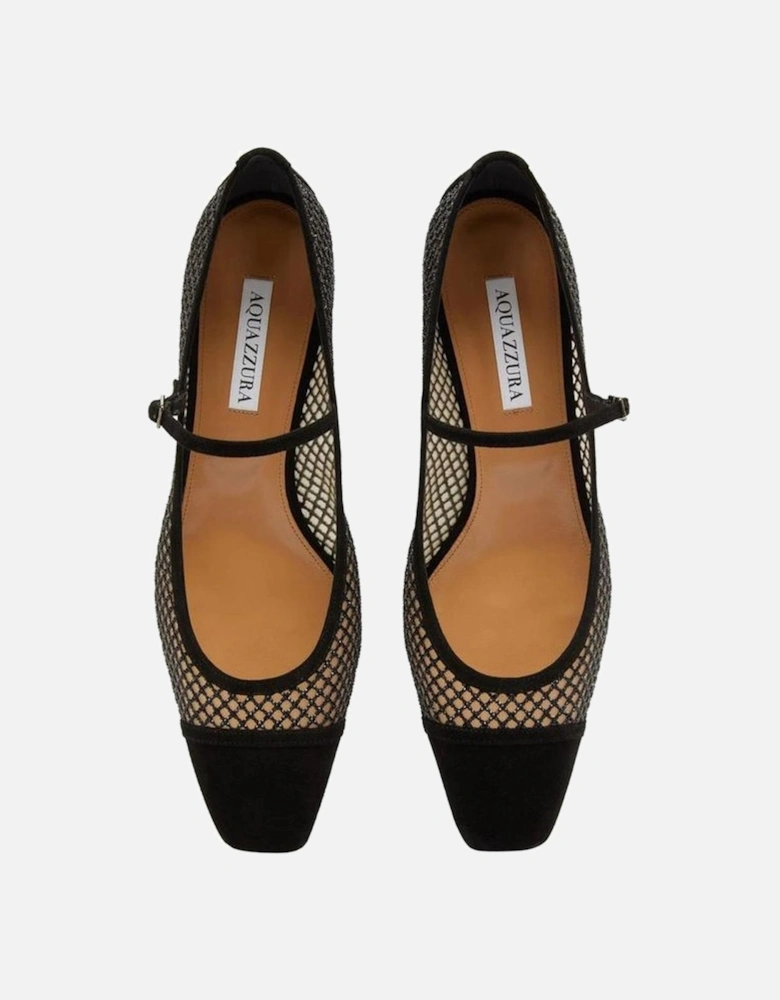 Calf Leather Square Toe Buckled Strap Shoes Women - Black