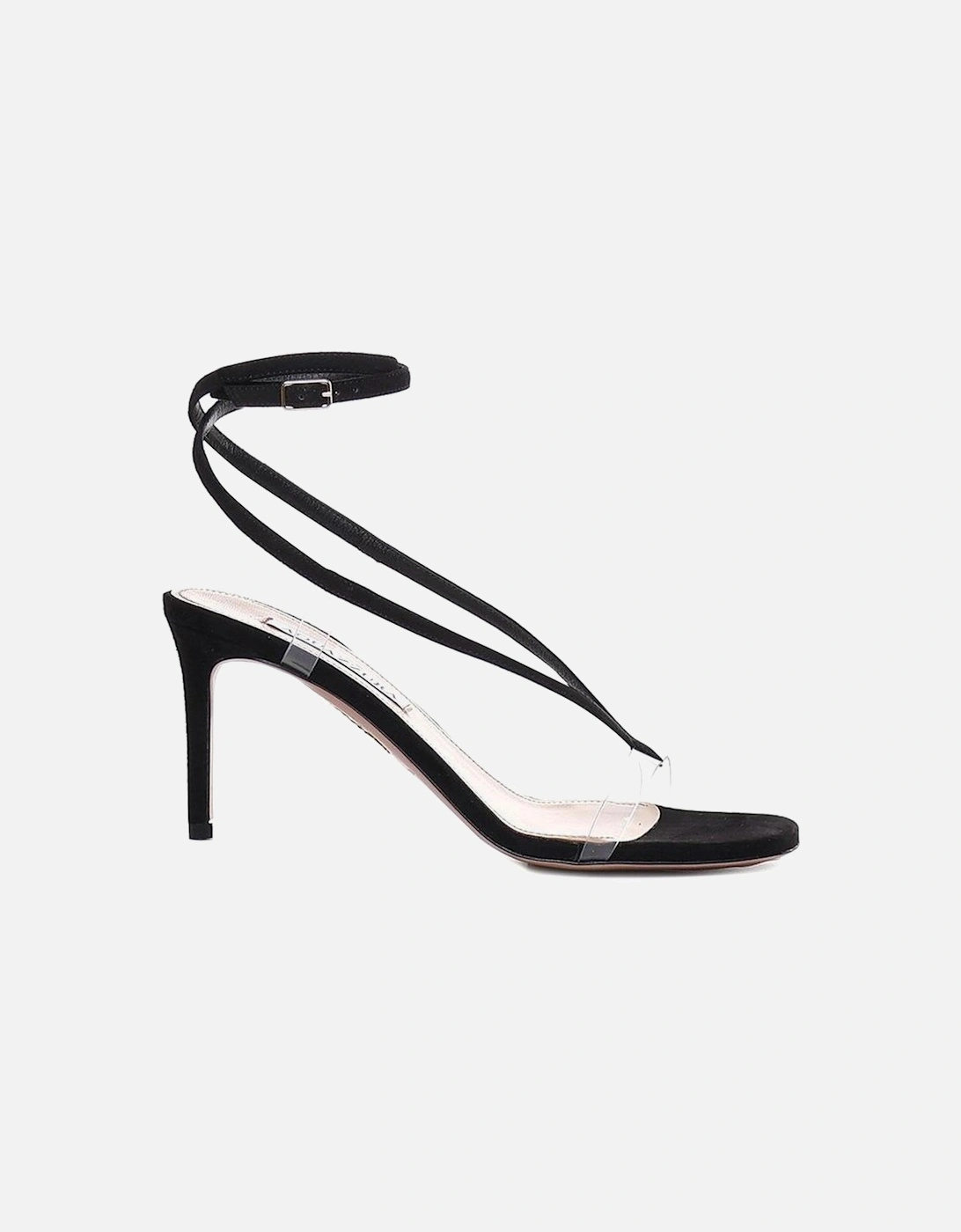 Calf Leather Square Toe Suede Effect Heeled Sandals Women - Black, 5 of 4
