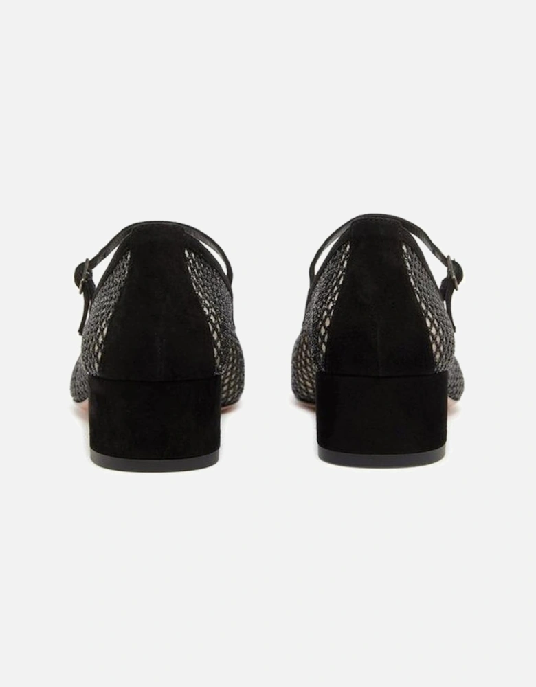 Calf Leather Square Toe Buckled Strap Shoes Women - Black