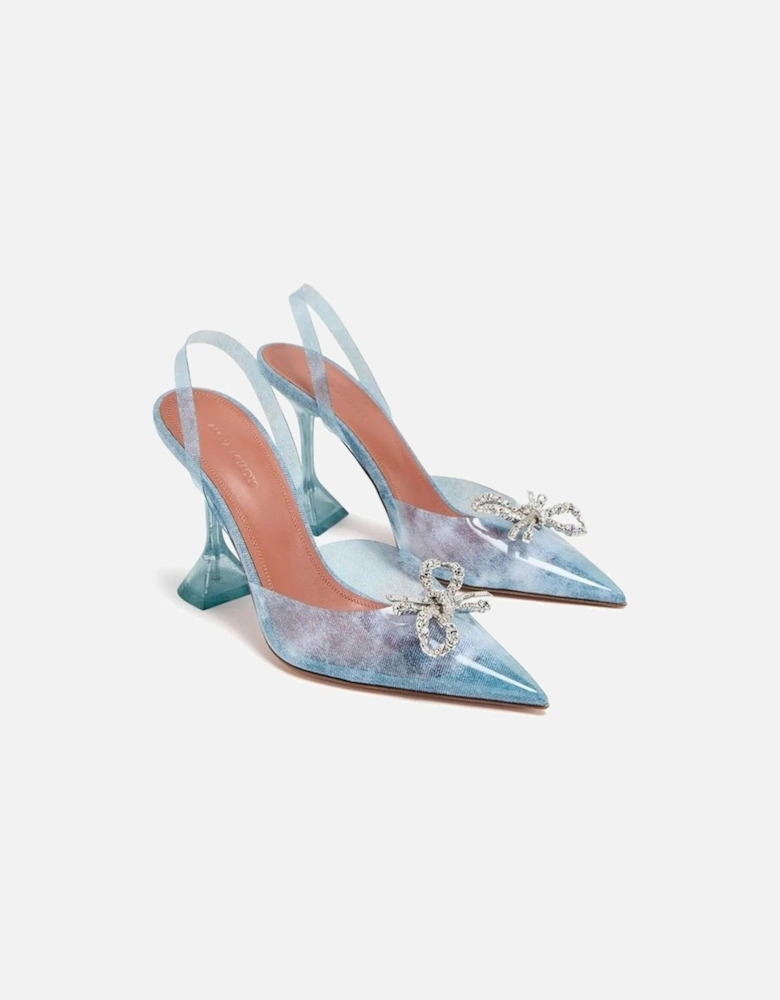 Plexiglass Pointed Toe Heels with Crystal Bow Women - Blue Pumps