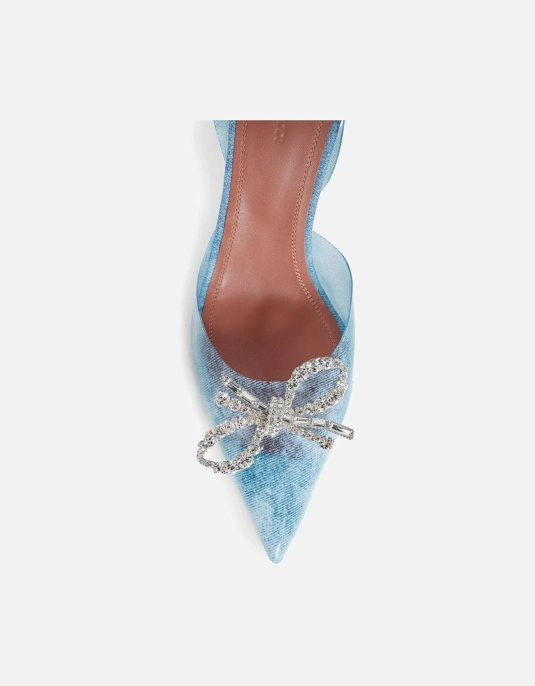 Plexiglass Pointed Toe Heels with Crystal Bow Women - Blue Pumps