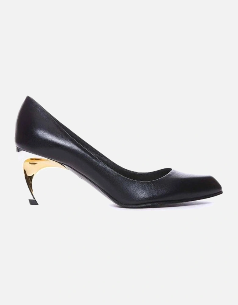Sheepskin Leather Slip-On Heeled Shoes Women - Black Pumps