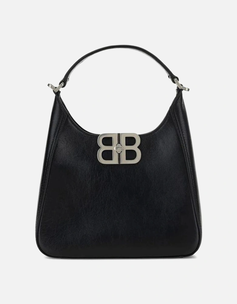 Stylish Shoulder Bag with Top Handle and Clasp Closure Women - Black