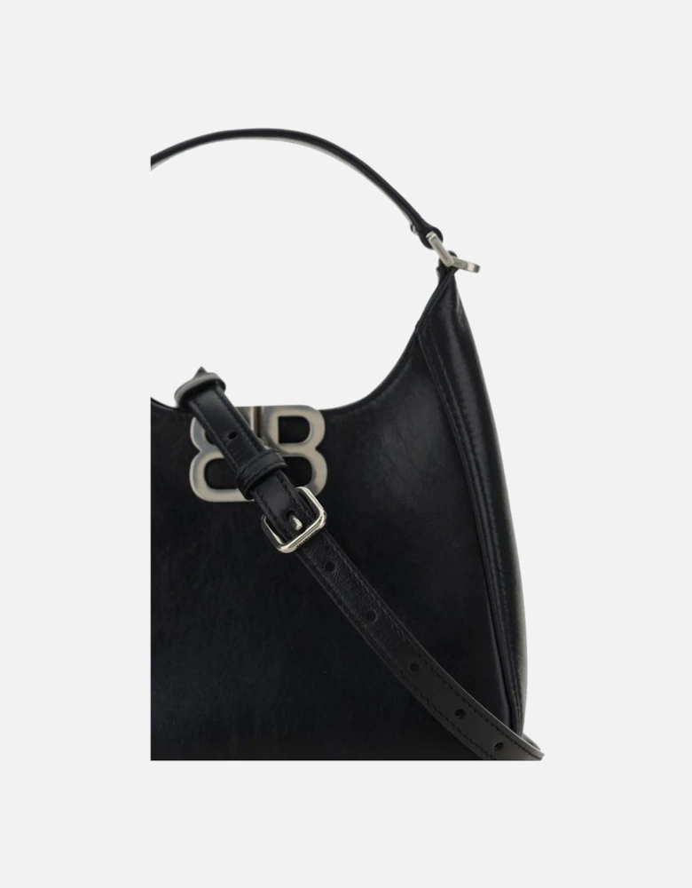 Stylish Shoulder Bag with Top Handle and Clasp Closure Women - Black