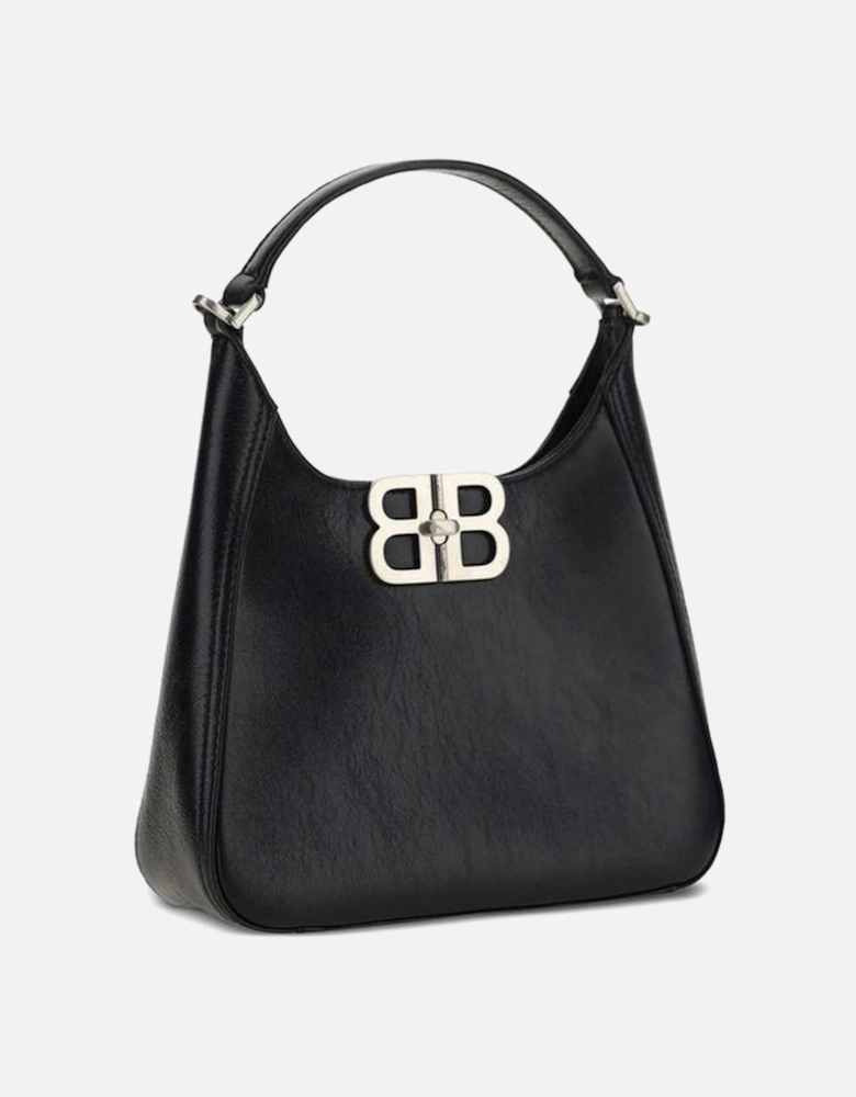 Stylish Shoulder Bag with Top Handle and Clasp Closure Women - Black