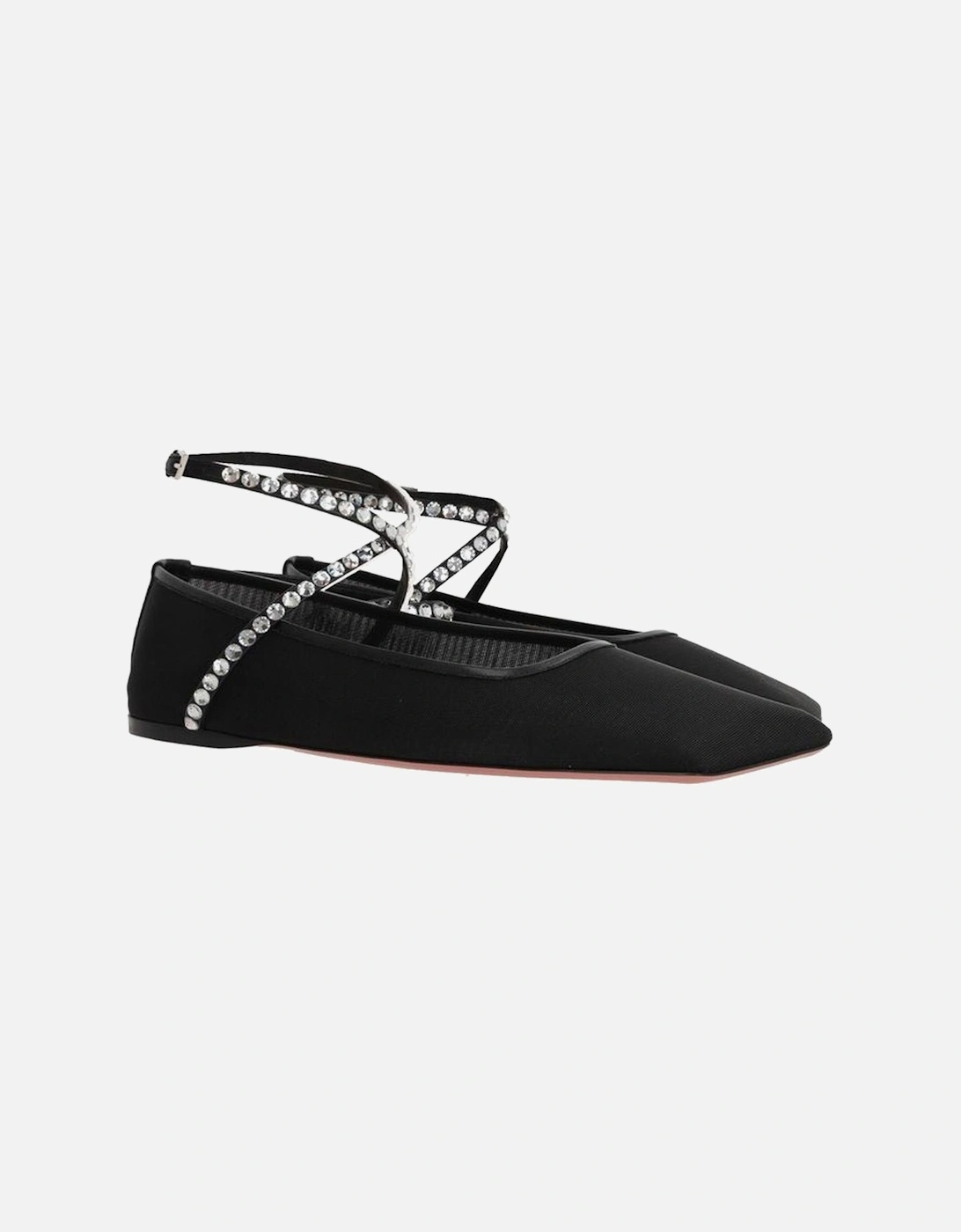 Crystal Embellished Asymmetric Square Toe Sandals Women - Black Shoes