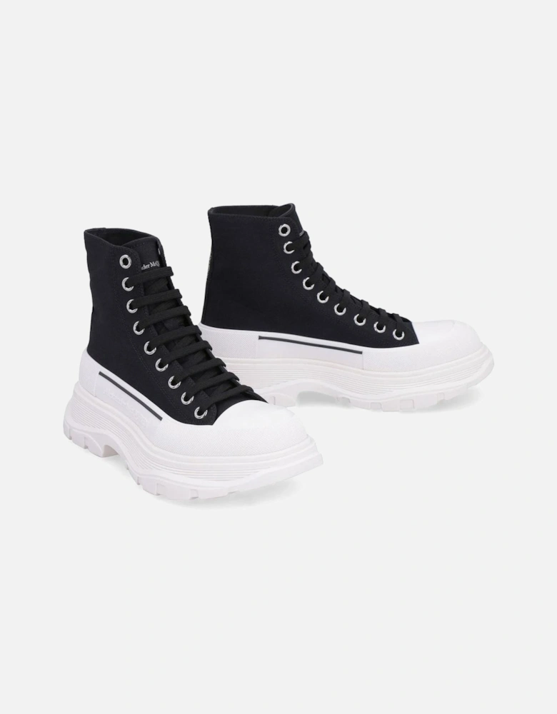 Canvas Lace-Up Sneakers with Logo Detailing Women - Black