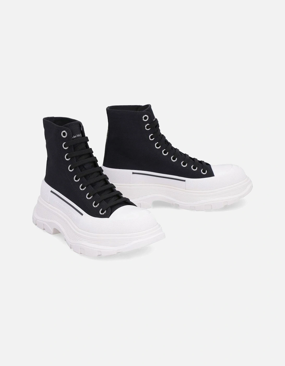 Canvas Lace-Up Sneakers with Logo Detailing Women - Black