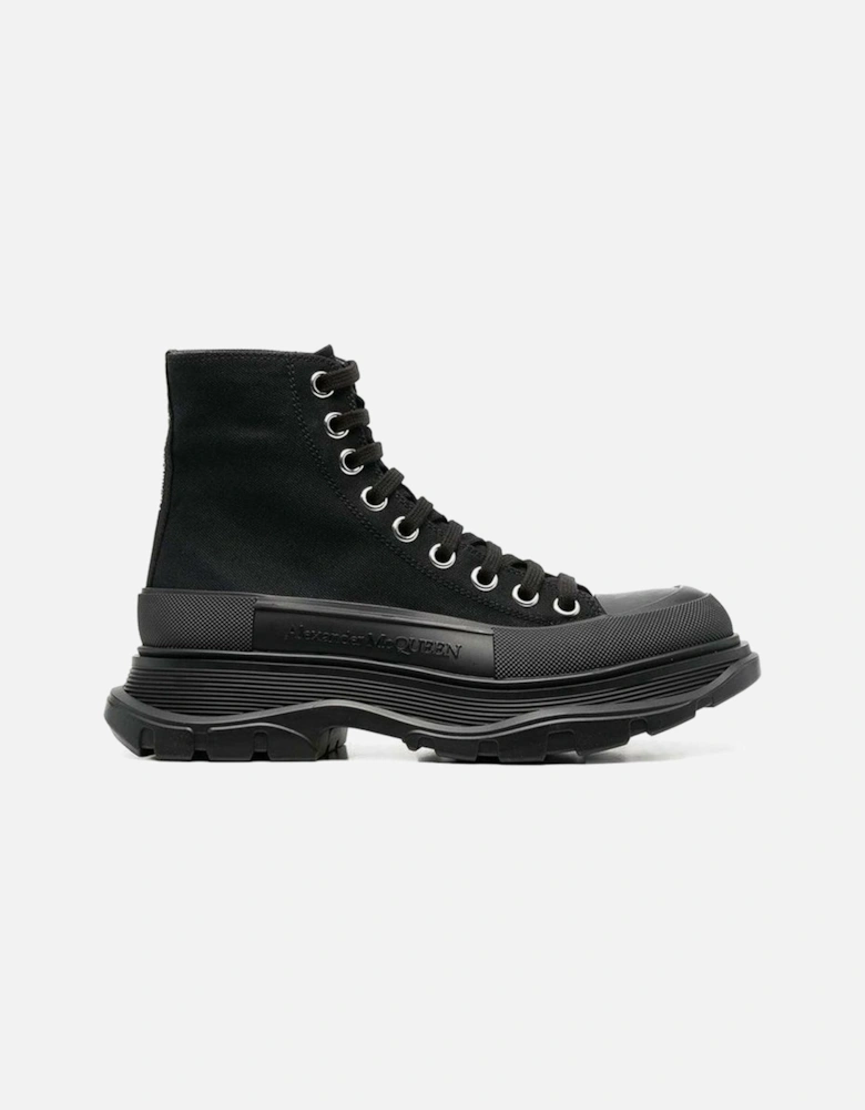 Canvas Lace-Up Sneakers with Leather Insole Women - Black
