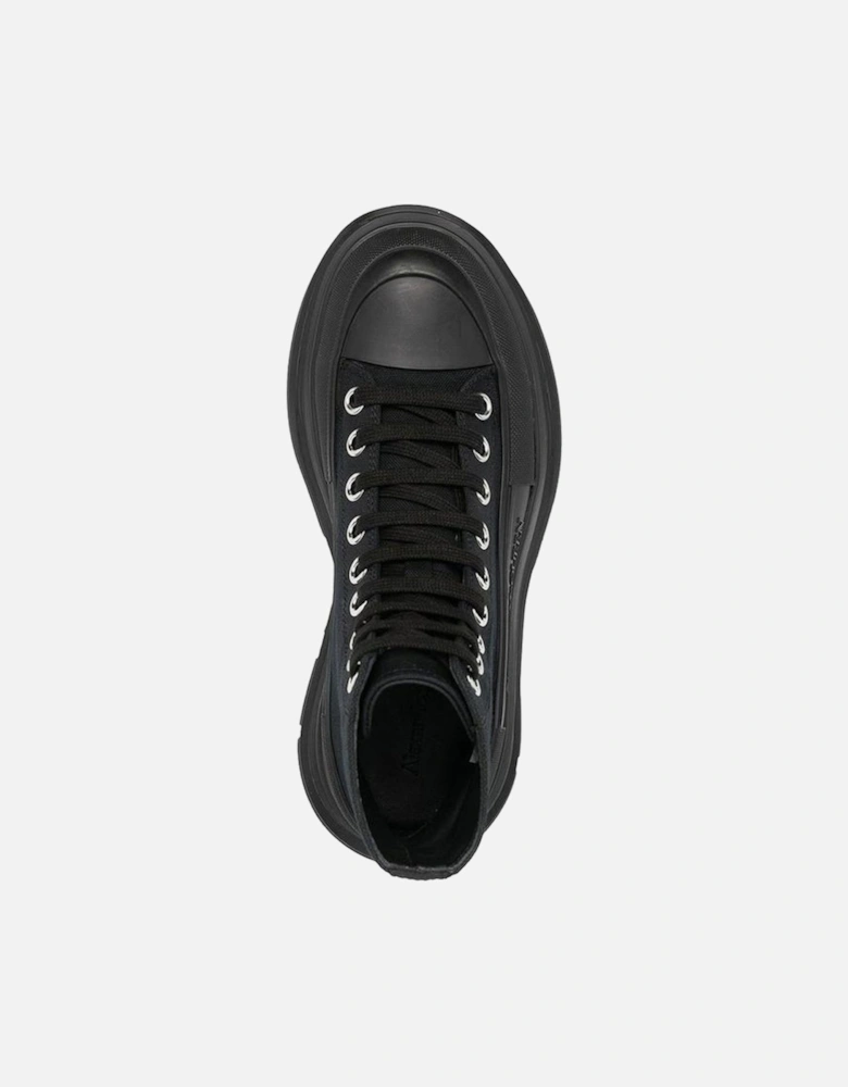 Canvas Lace-Up Sneakers with Leather Insole Women - Black