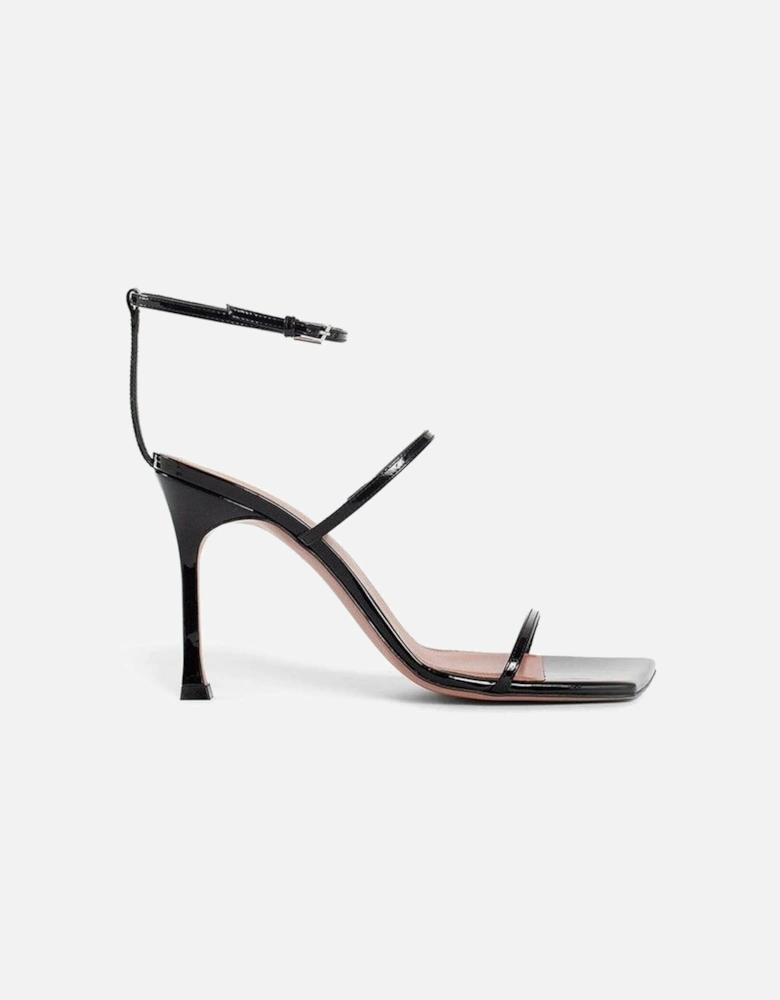 Patent Leather Square Open Toe Heels Women - Black Sandals