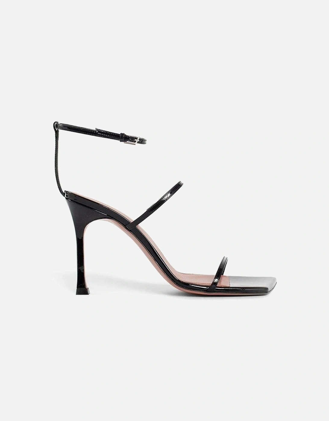 Patent Leather Square Open Toe Heels Women - Black Sandals, 5 of 4