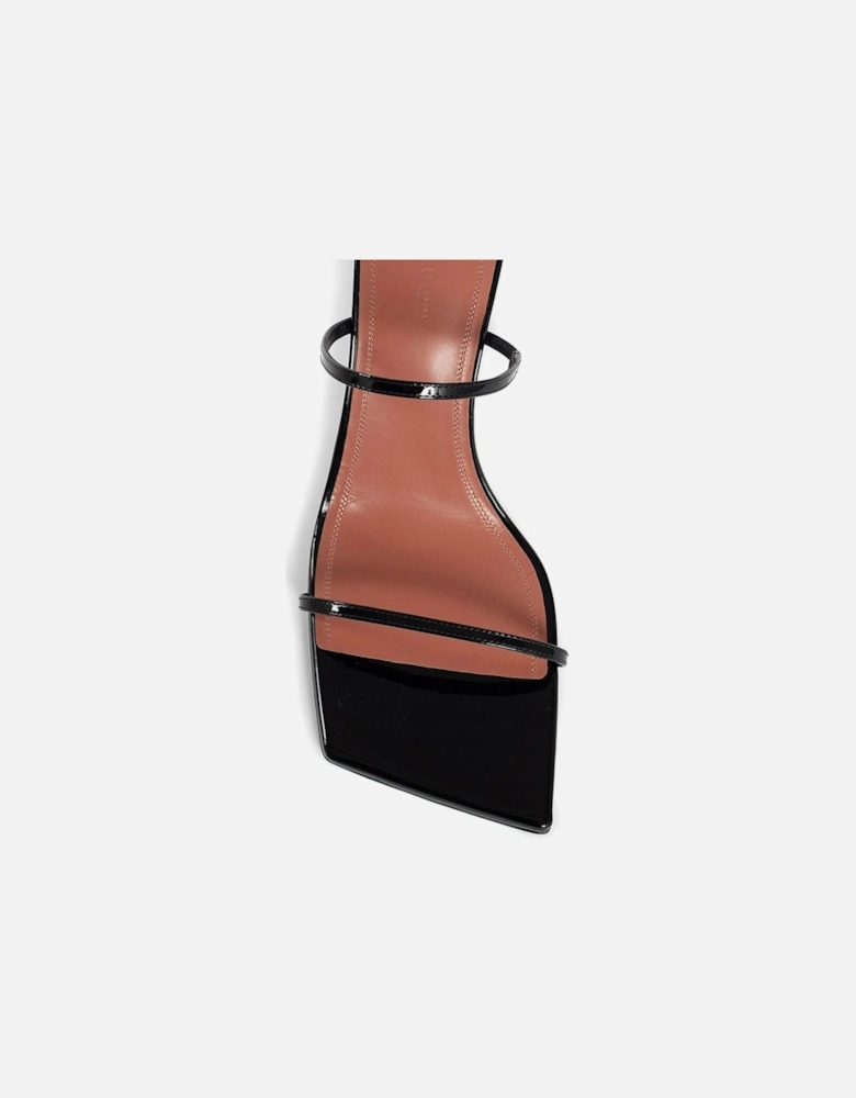 Patent Leather Square Open Toe Heels Women - Black Sandals