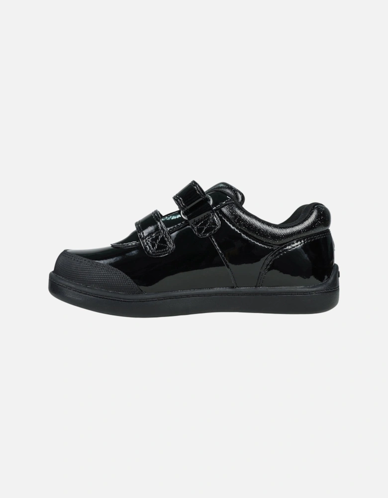 Younger Girls Shoes School Patent Coated Leather Lia Hook and Loop UK Si