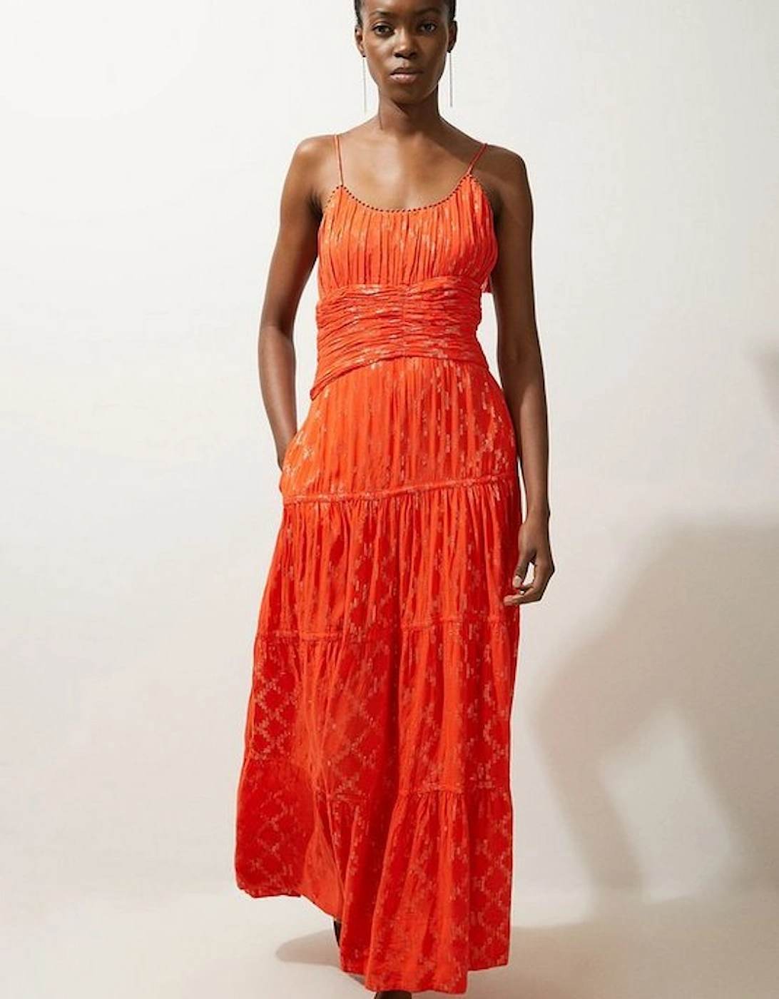 Viscose Metallic Thread Strappy Woven Sun Dress, 2 of 1