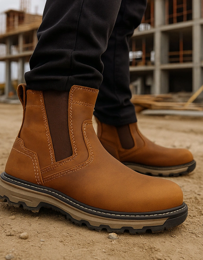 CAT PELTON Mens Dealer Safety Boots Beige