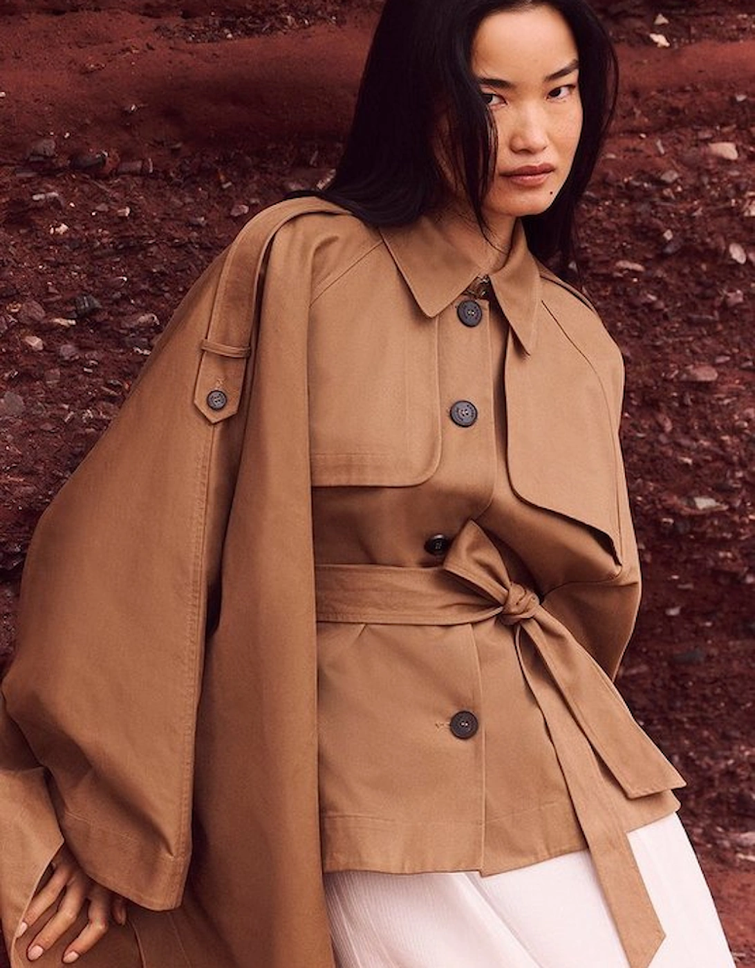 Cape Detail Trench Coat, 2 of 1