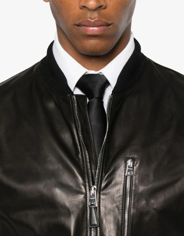 Leather Aviator Jacket Black