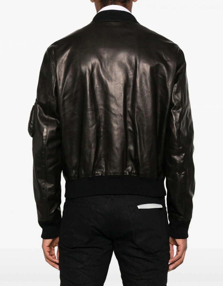 Leather Aviator Jacket Black