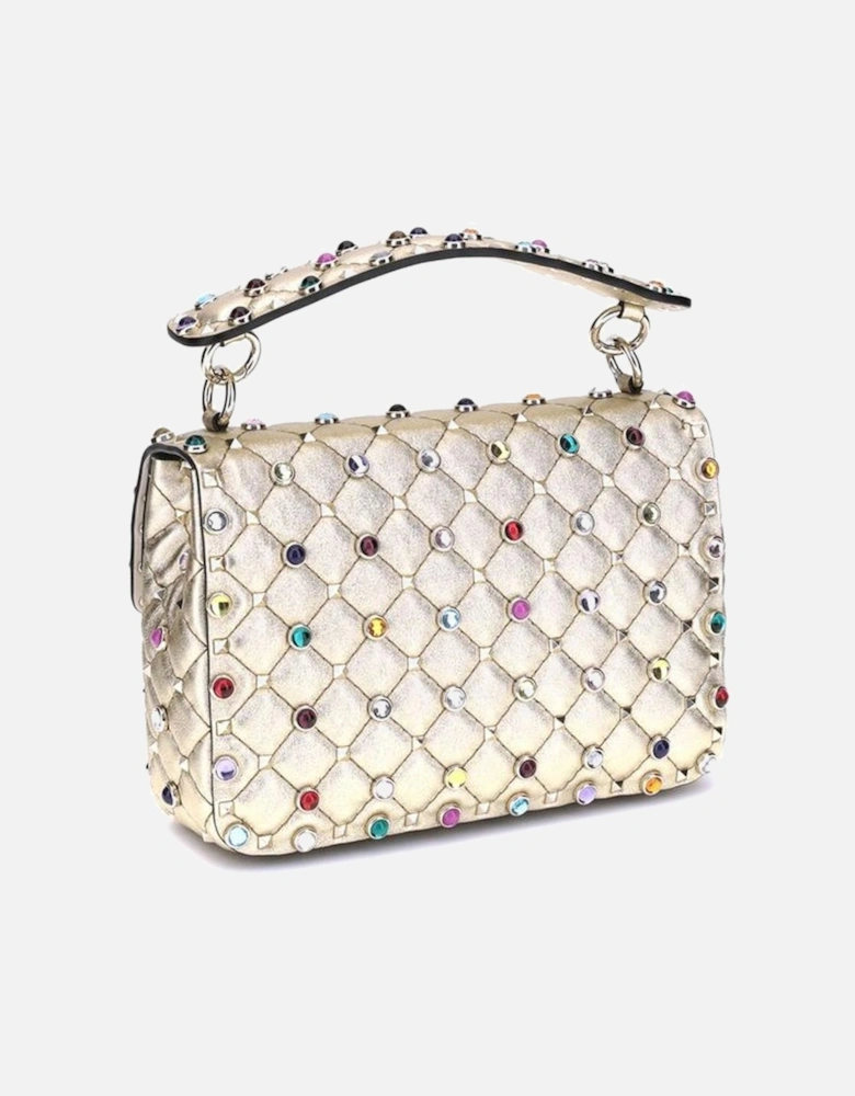 Rockstud Spike Quilted Shoulder Bag with Studs Women - Gold