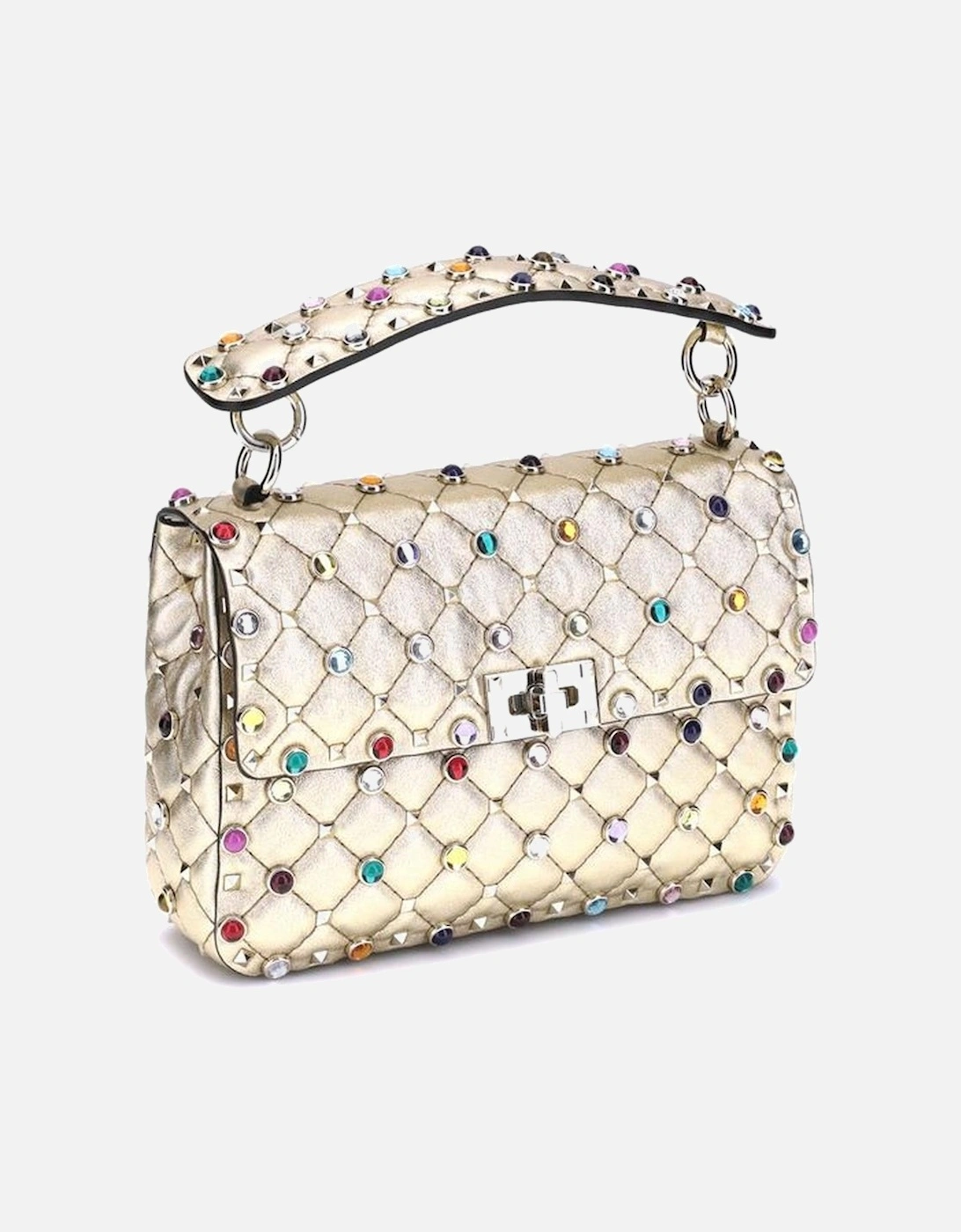 Rockstud Spike Quilted Shoulder Bag with Studs Women - Gold