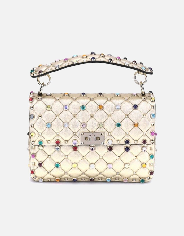 Rockstud Spike Quilted Shoulder Bag with Studs Women - Gold