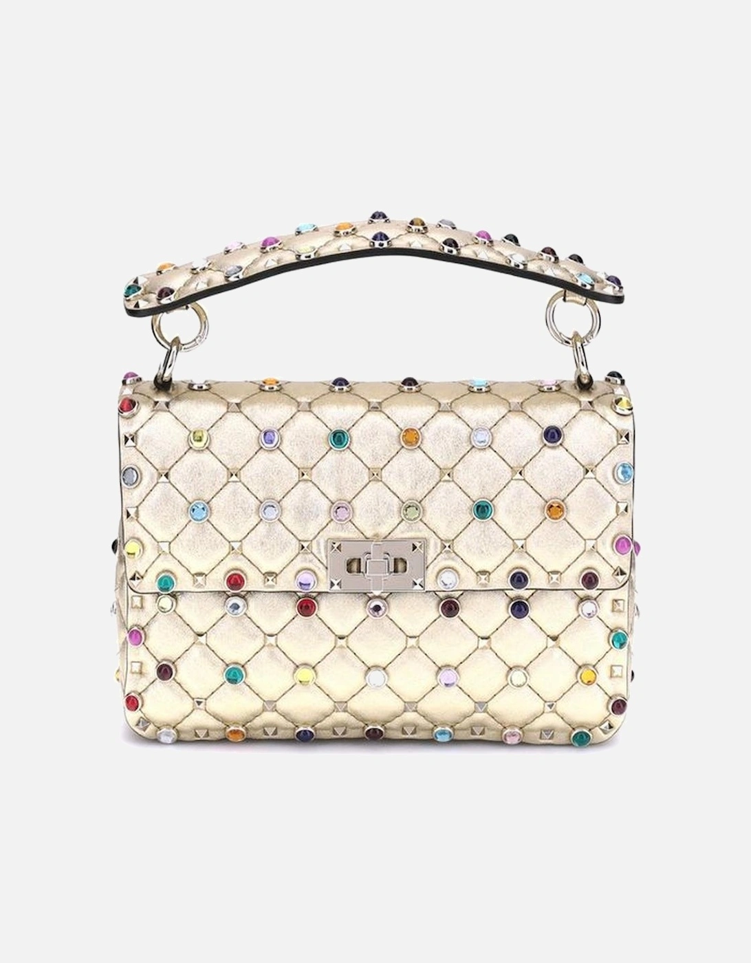 Rockstud Spike Quilted Shoulder Bag with Studs Women - Gold, 5 of 4