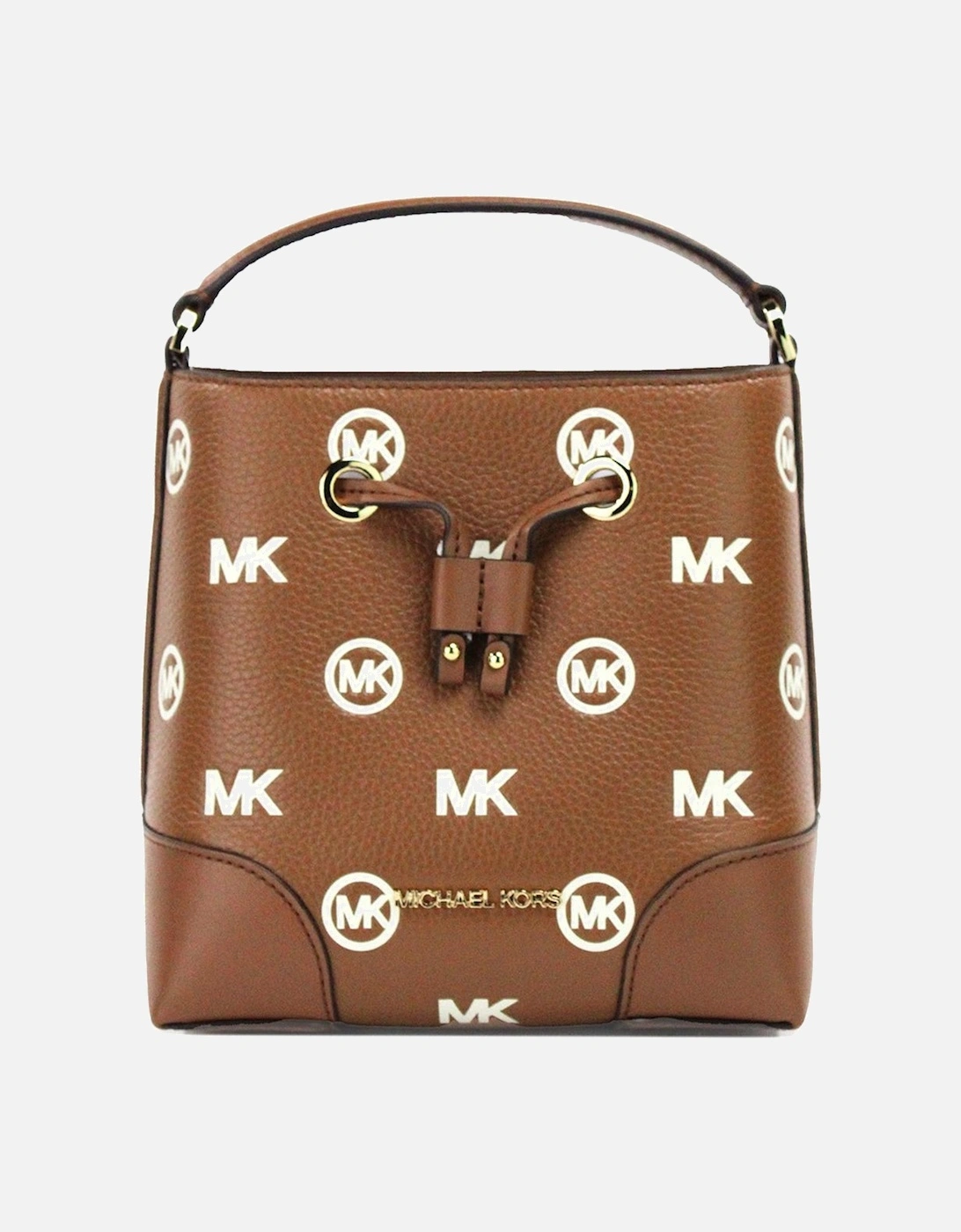 Embossed Pebbled Leather Bucket Handbag Women - Brown, 3 of 2