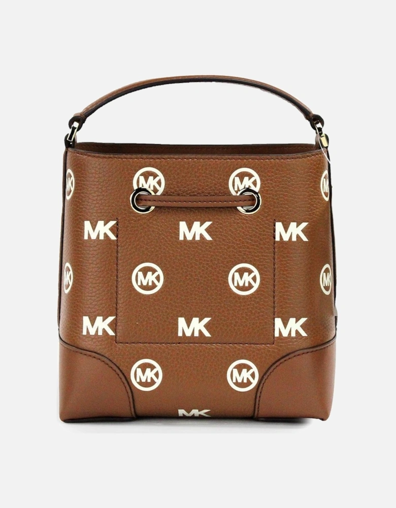 Embossed Pebbled Leather Bucket Handbag Women - Brown