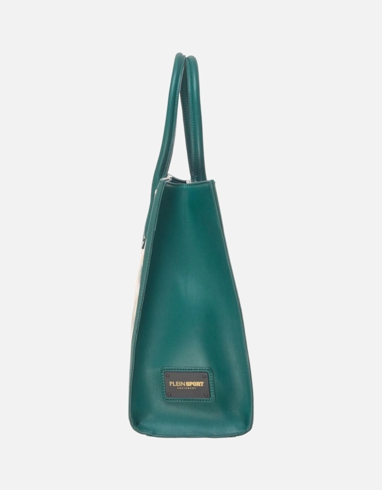 Printed Miami Green and White Eco-Leather Shopping Bag Women Shoulder