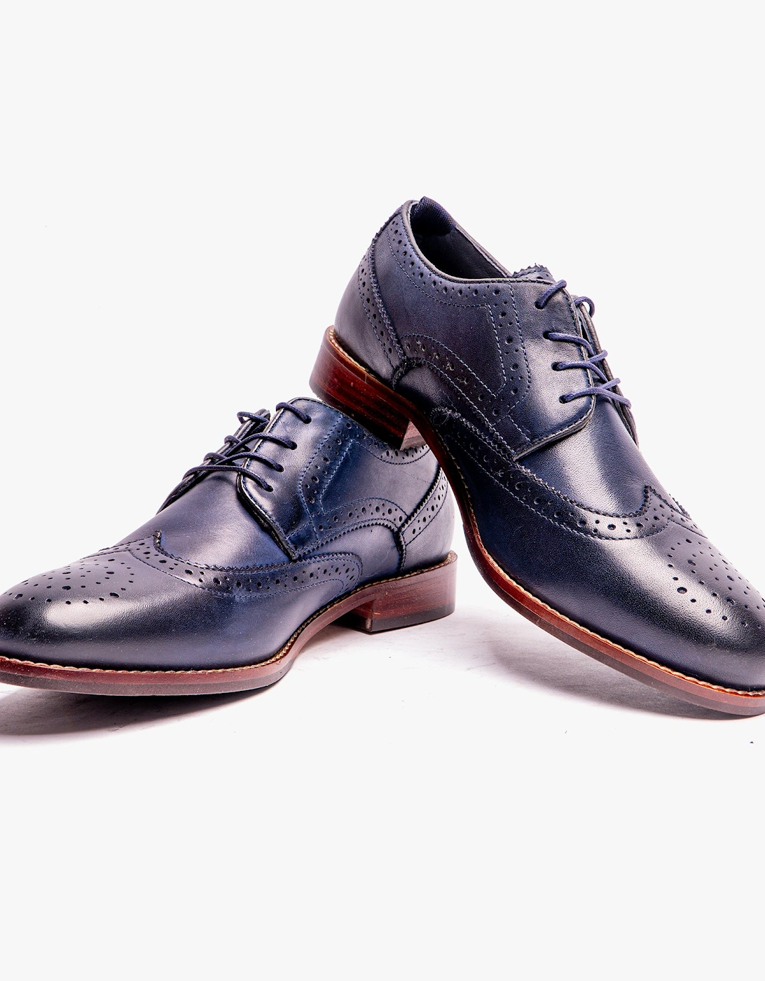 NATALIA Womens Leather Brogues Navy