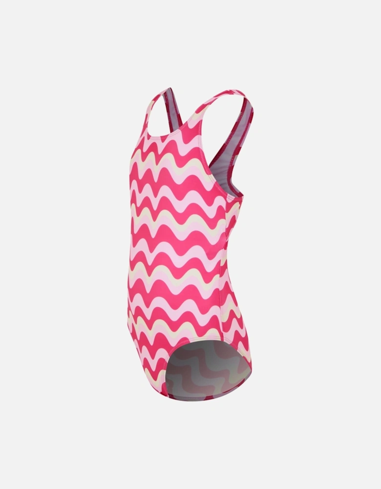 Girls Katrisse Wavy Lines One Piece Swimsuit