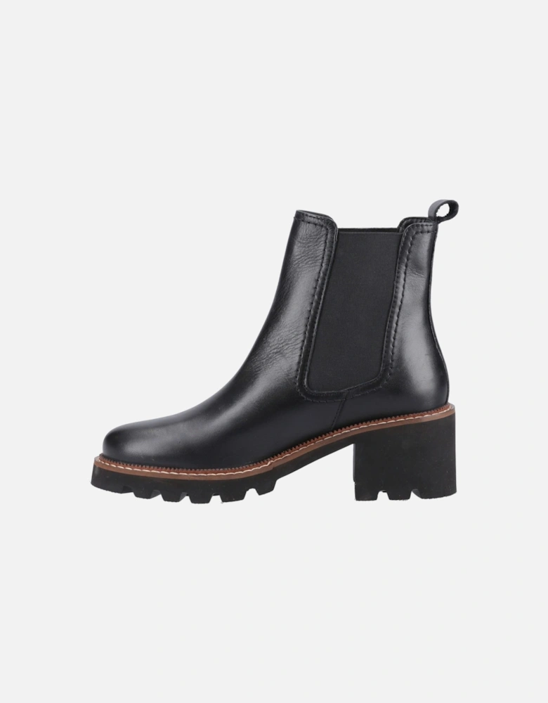 Gaia Leather Women's Black Leather Heeled Chelsea Boots