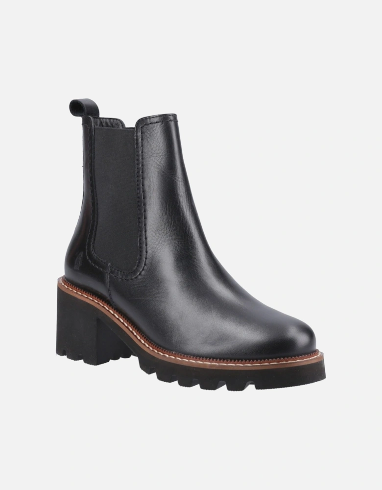 Gaia Leather Women's Black Leather Heeled Chelsea Boots