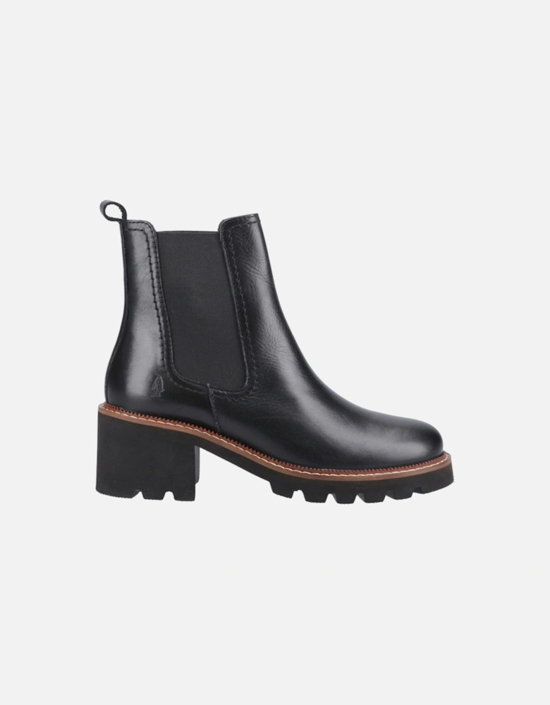 Gaia Leather Women's Black Leather Heeled Chelsea Boots
