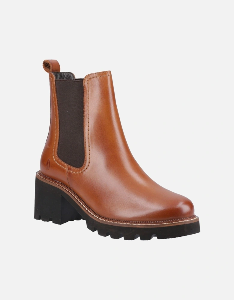 Gaia Leather Women's Tan Heeled Chelsea Boots