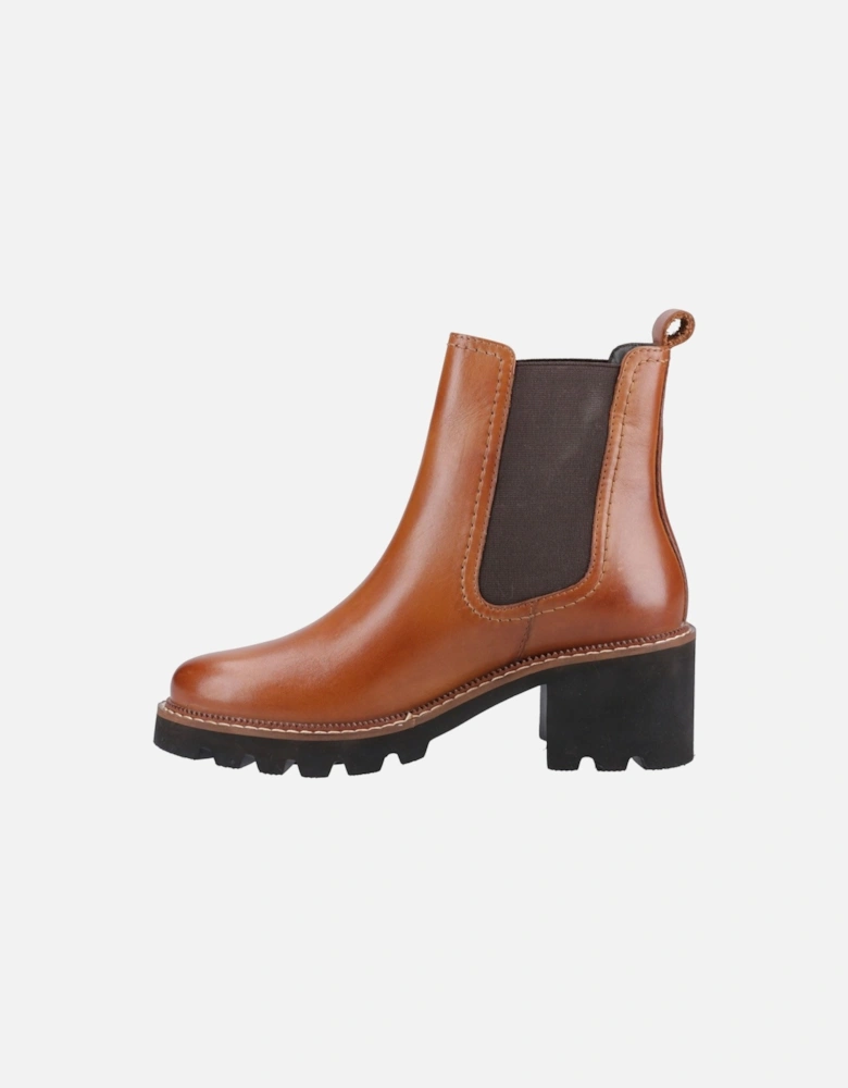 Gaia Leather Women's Tan Heeled Chelsea Boots