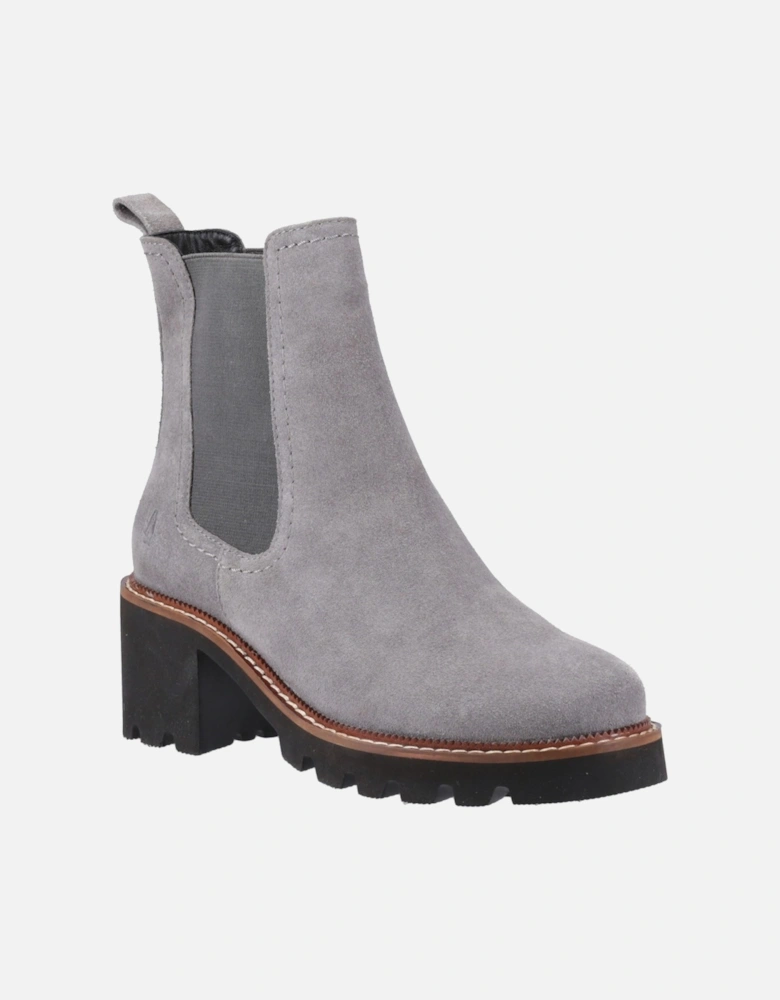 Gaia Leather Women's Grey Heeled Chelsea Boots