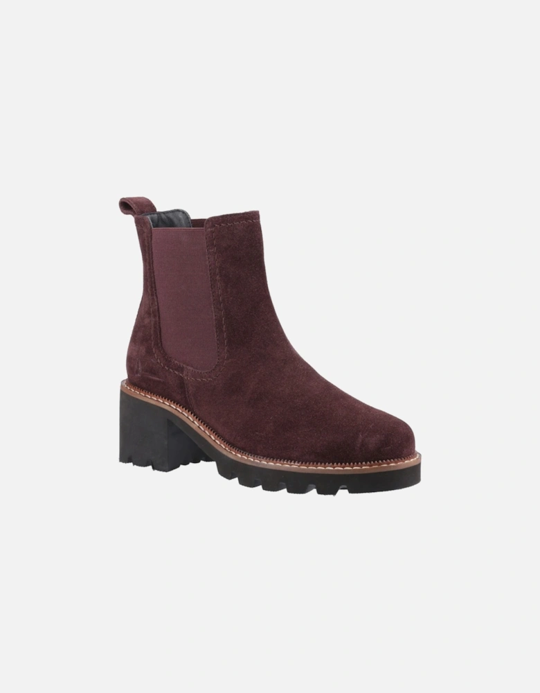Gaia Leather Women's Plum Heeled Chelsea Boots