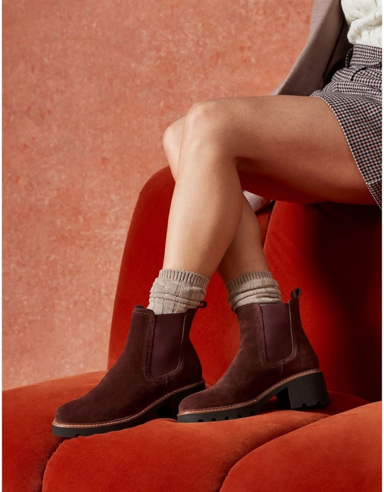Gaia Leather Women's Plum Heeled Chelsea Boots