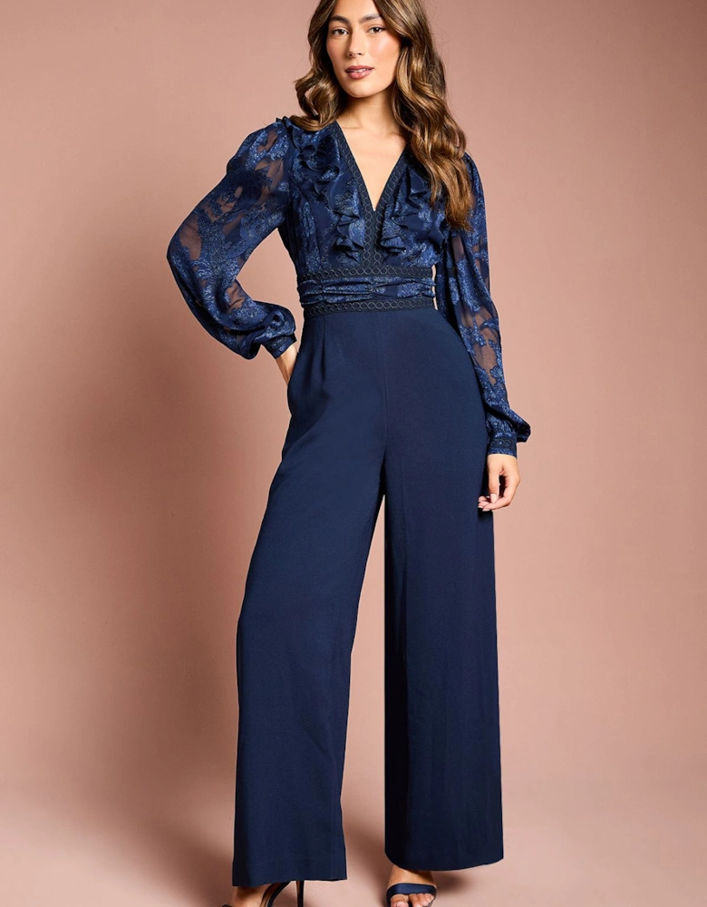 Long Sleeve V Neck 2 in 1 Jumpsuit