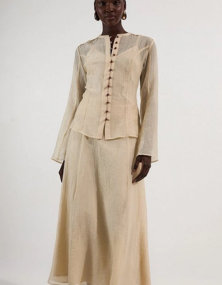 Crinkle Georgette Woven Maxi Skirt