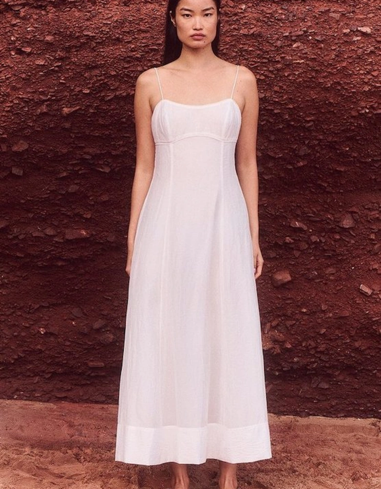 Petite Crinkle Georgette Strappy Woven Midi Dress