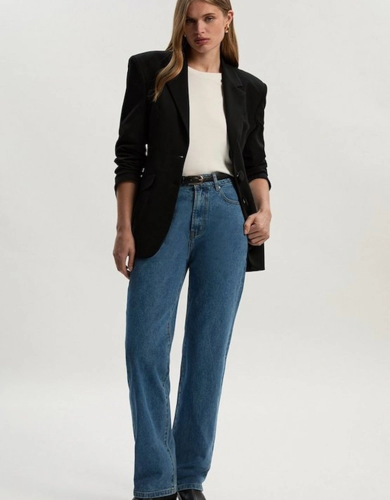 Rigid Denim  High Rise Straight Leg Jean