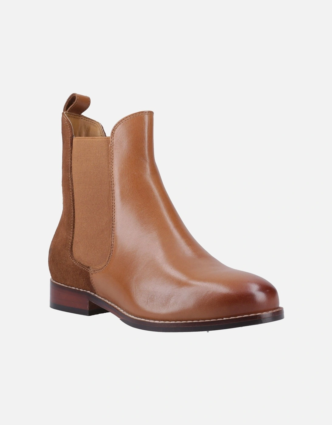 Hush Puppies Women's Brown Colette Leather Tan Flat Chelsea Boots - Size 7