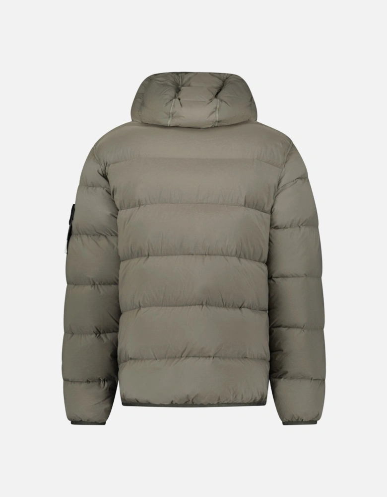 Hooded Puffer Jacket In Seamless Tunnel Nylon Walnut Brown