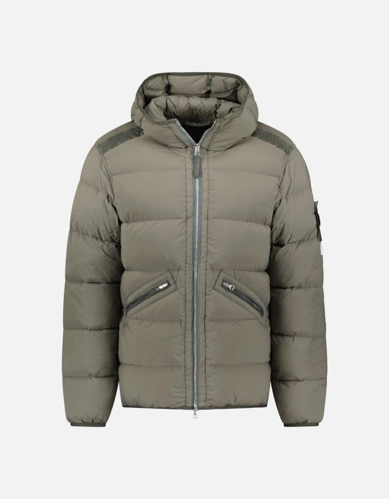Hooded Puffer Jacket In Seamless Tunnel Nylon Walnut Brown